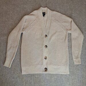 GAP WOMEN'S 100% COTTON Chunky CARDIGAN SWEATER BUTTON Small CREAM